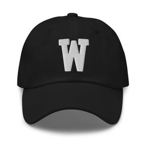 Gorra de papá bordada con letra universitaria del alfabeto W / hilo blanco