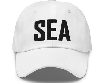 SEA Airport Code Hat Embroidered Hat Dad Hat Seattle Tacoma Travel Gift Baseball Cap Airbnb Host Gift