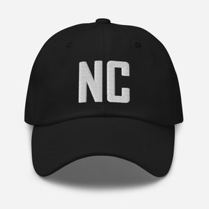 NC North Carolina Embroidered Dad Hat | White Thread