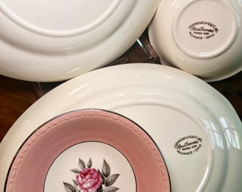 Norway Rose 1950s Cunningham and Pickett USA - China Set With