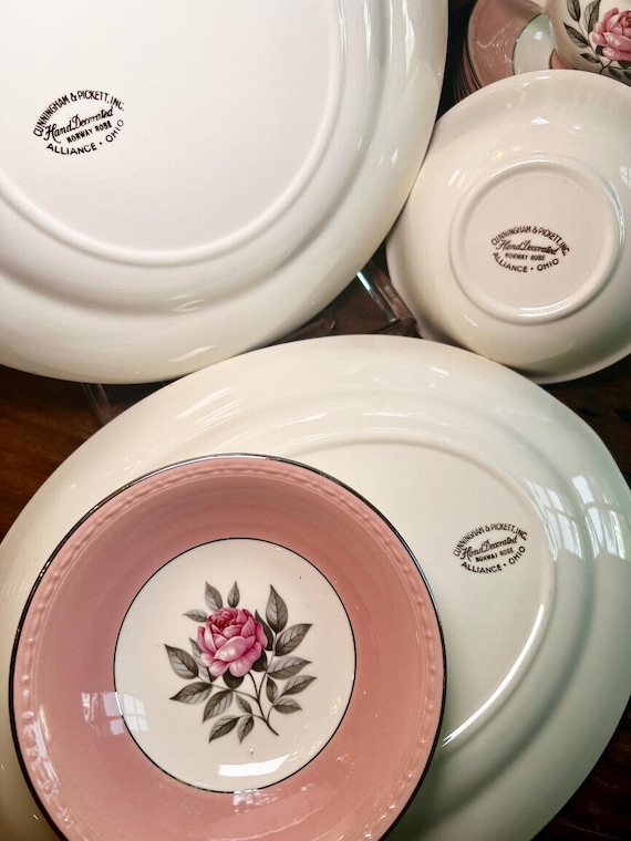 Norway Rose 1950s Cunningham and Pickett USA - China Set With