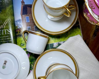 Antique Limoges T&V Coffee Cups and Saucers Set of 6  with Bell Mark - Set of Vintage Cups - Vintage Tea Party - England Fine China  Cups