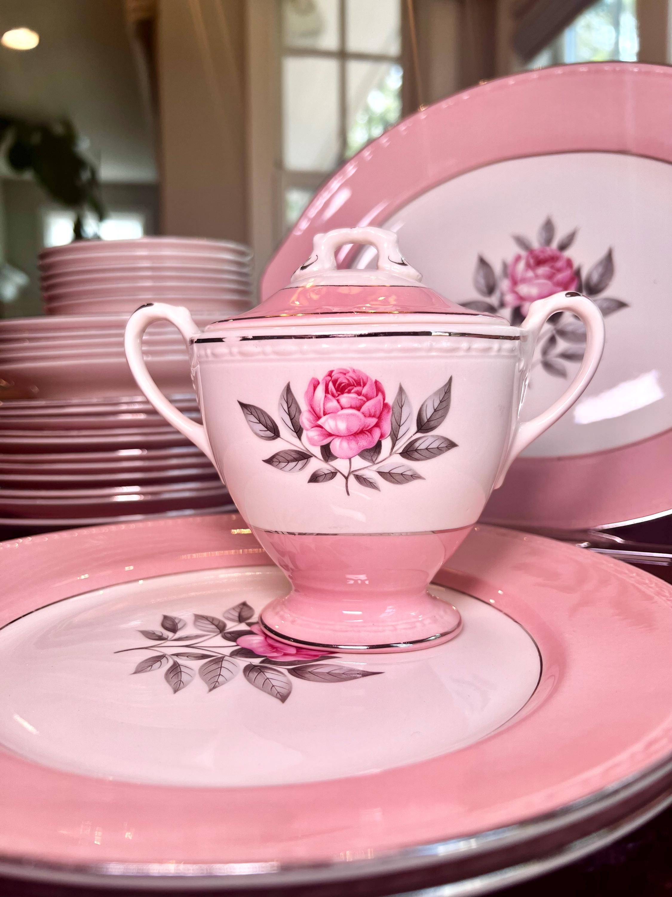 Norway Rose 1950s Cunningham and Pickett USA - China Set With