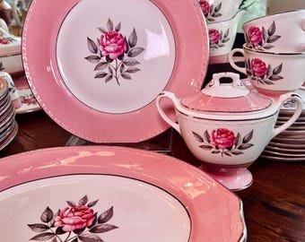 Norway Rose 1950s Cunningham and Pickett USA - China Set With