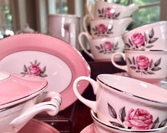 Norway Rose 1950s Cunningham and Pickett USA - China Set With