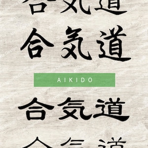 Aikido – Chinese Japanese characters svg eps png – Kanji calligraphy symbols words stencil - Silhouette Cricut Glowforge laser cut
