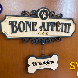 Hond voer tracker SVG bestand - puppy voeding teken herinnering indicator - bon appetit Franse diner food station grappig cadeau - Glowforge laser cut