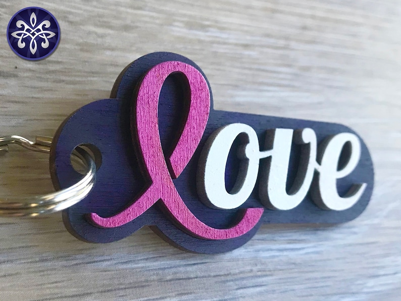 Download Cancer awareness keychain SVG DXF files bundle pink ribbon ...