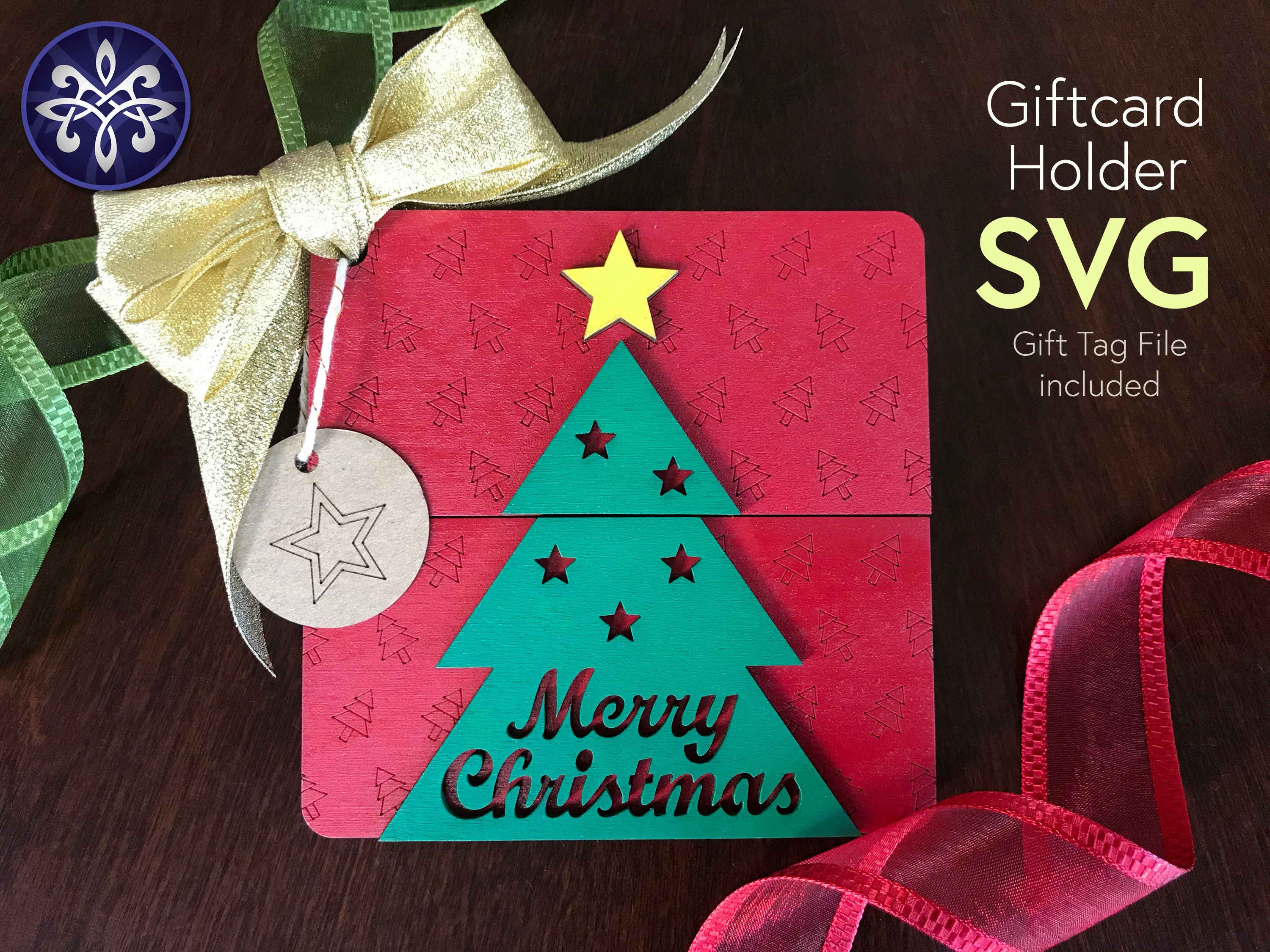 Christmas gift card holder SVG file holiday Xmas tree | Etsy