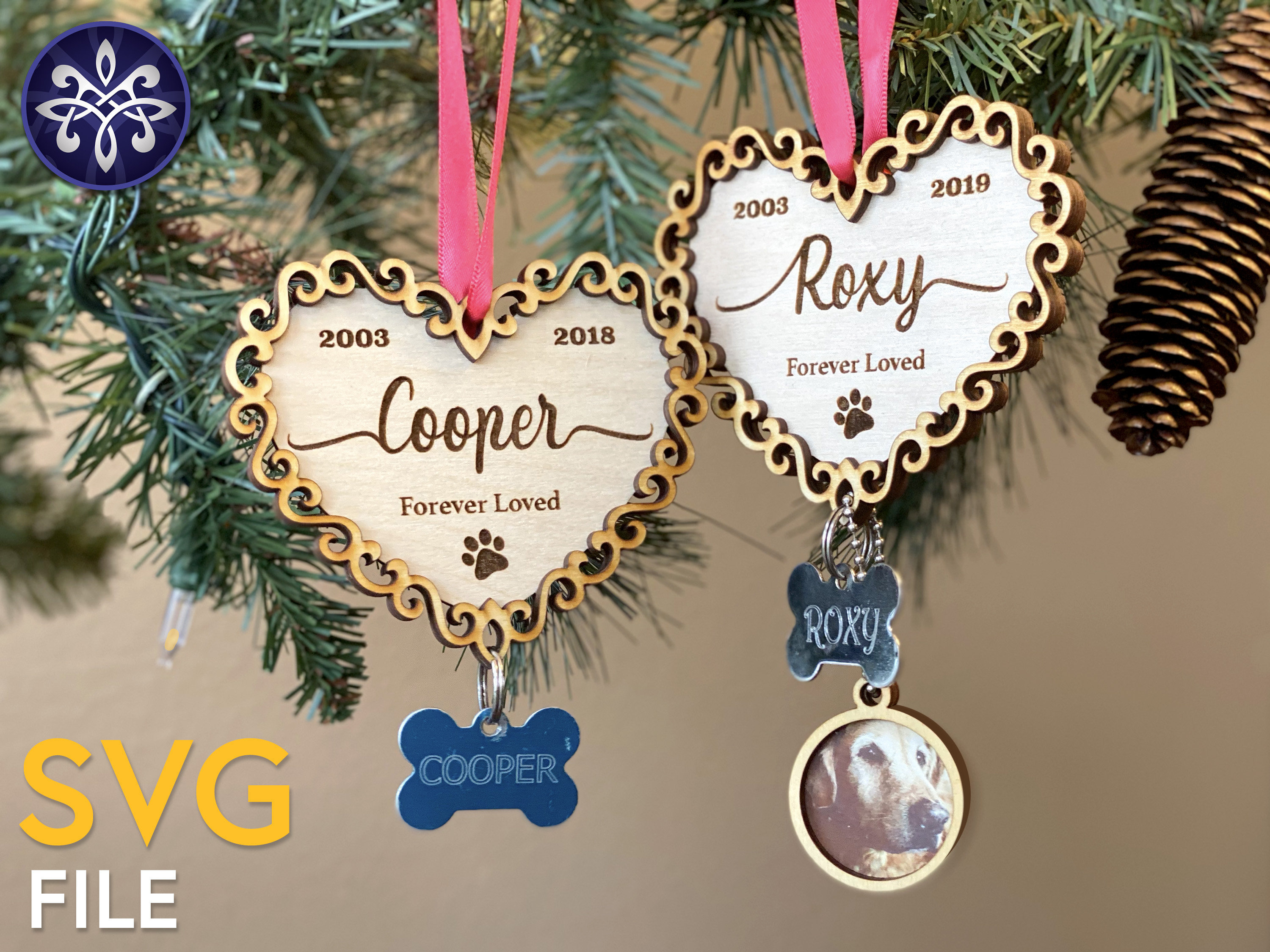 Pet memorial ornament SVG file dog cat remembrance paw print | Etsy