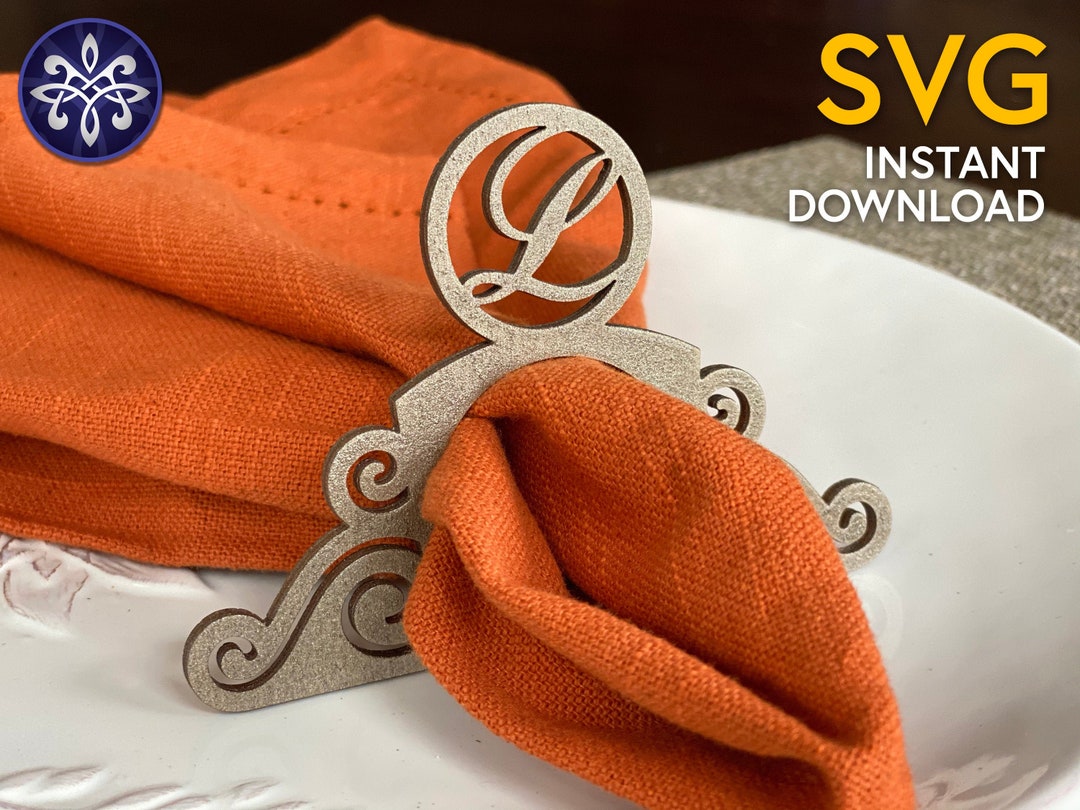 Monogram Napkin Ring SVG File Personalized Initials Christmas Wedding Holiday Gift Table Plate