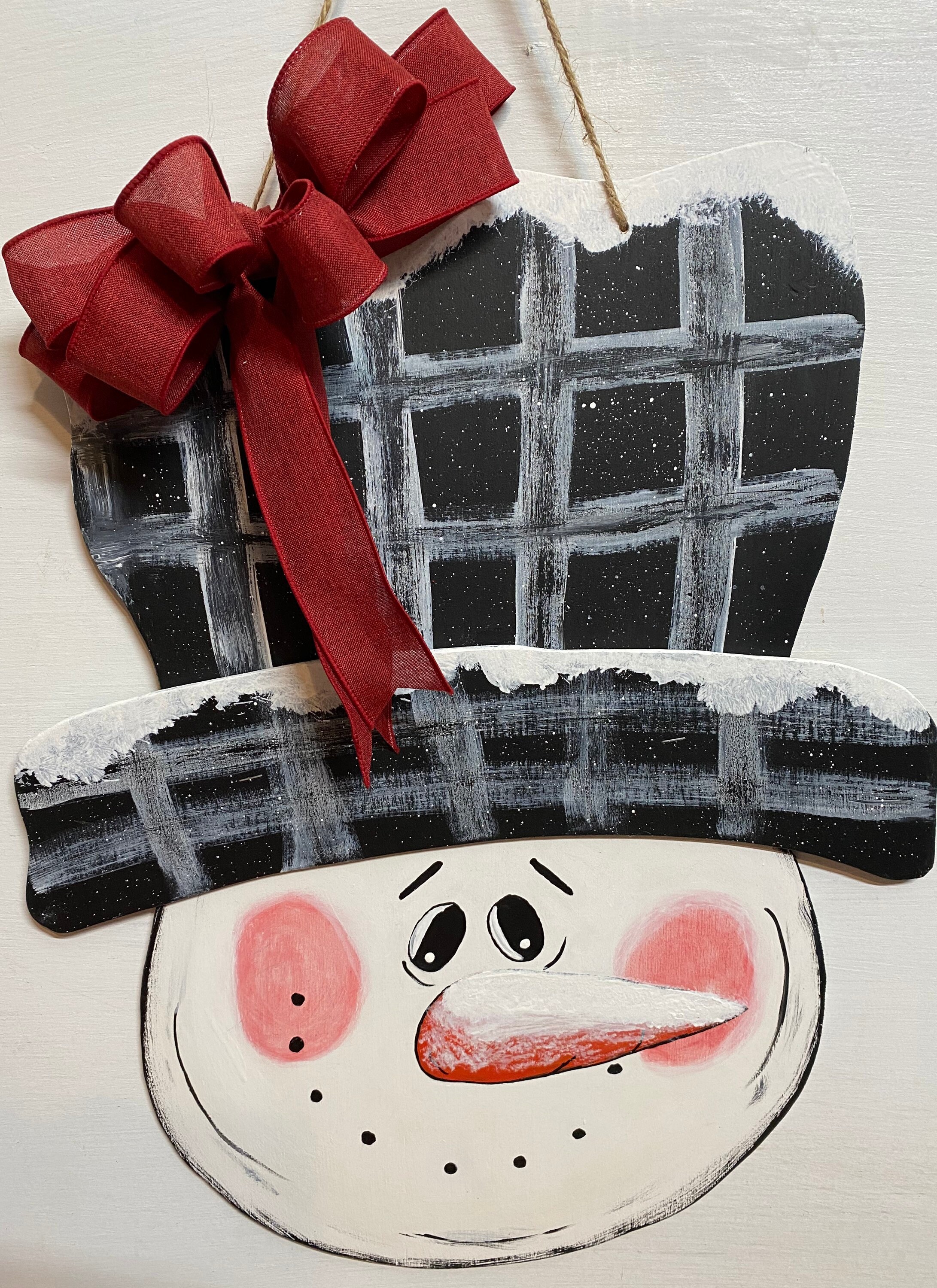 Snowman Door Hanger, Snowman Porch Decor, Personalized Snowman Door ...