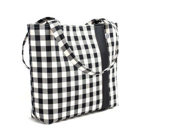 Scottish Red Tartan Sheep Small Book Lunch Canvas Cotton Tote Bag