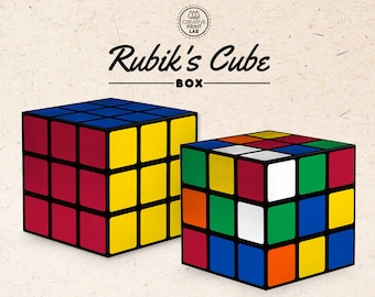 Confezione regalo divertente e colorata stampabile con Cubo di Rubik digitale: lavoretti per bambini, download istantaneo, fai da te, scatola per bomboniere, creazione di carta fai-da-te.