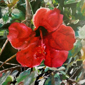 Realistic Red Flower Oil Paint - Printable Digital File