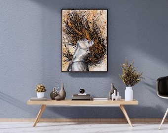 Abstract Female Portrait Canvas Print, Expressionist Home Decor