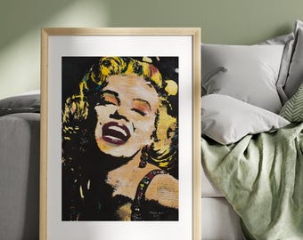 Impresión en lienzo de Marilyn Monroe: pintura al óleo de arte pop, lista para colgar