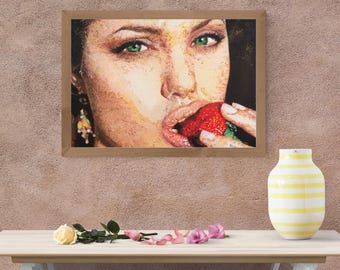 Angelina Jolie Portrait: Hollywood Star Painting Print on Canvas