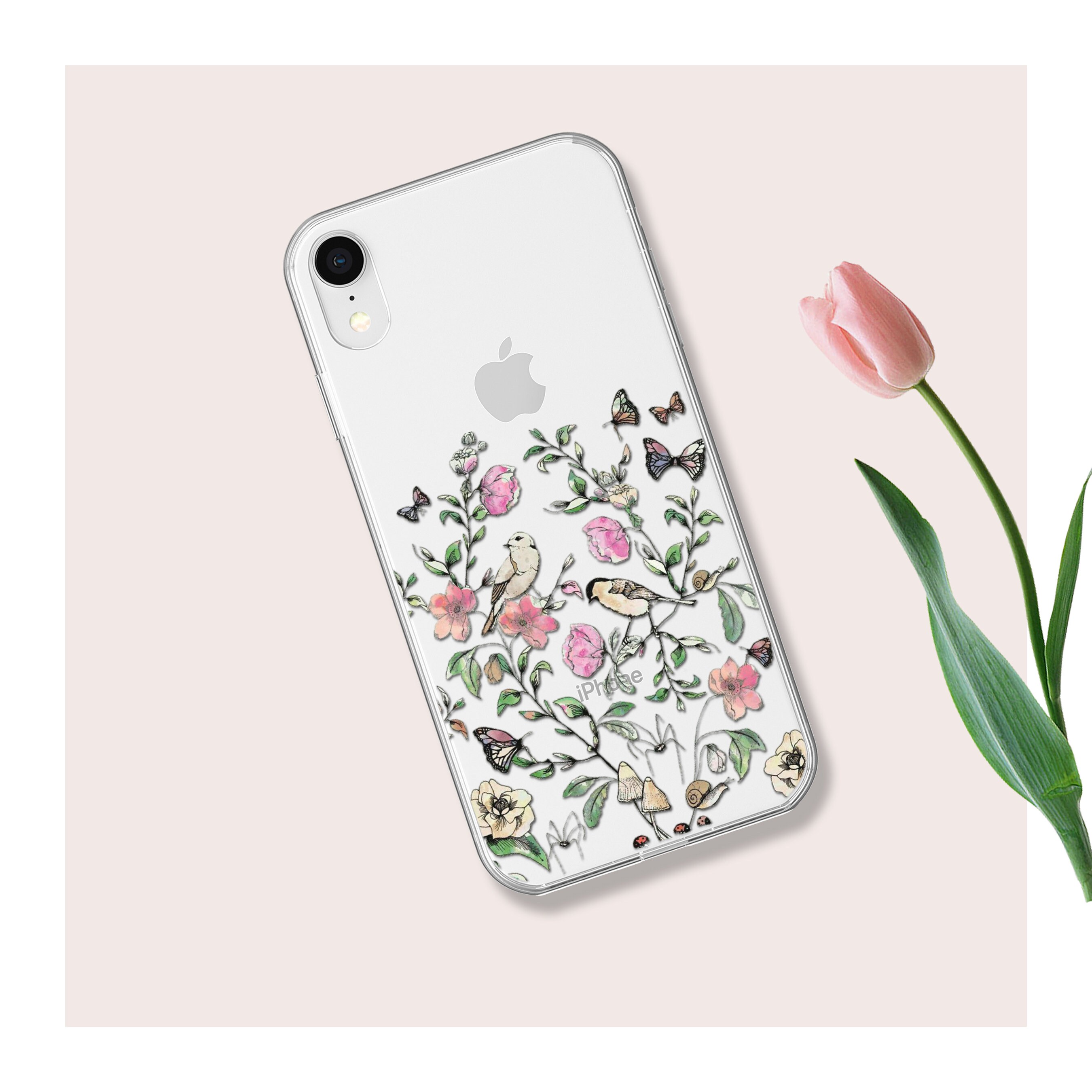 IPhone x case clear floral iphone xr xs max 8 7 6s plus case Etsy