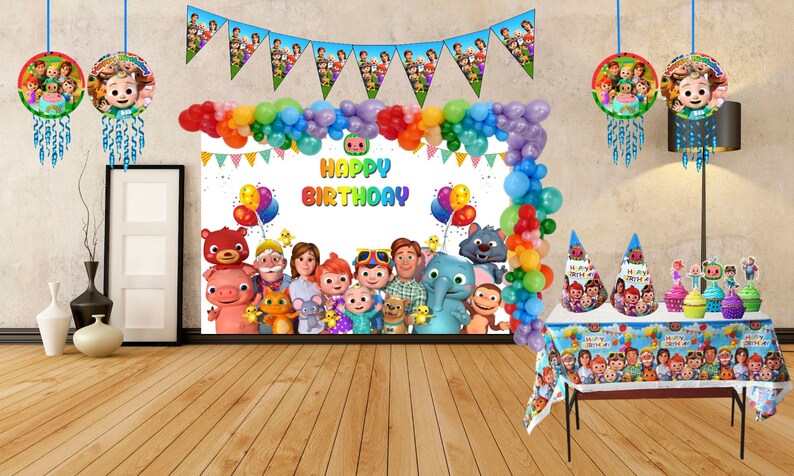 Customized Cocomelon party supplies complete set cocomelon Birthday kit
