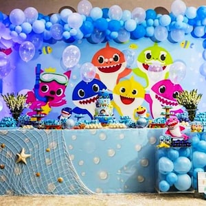 カスタマイズされたベビーシャークの誕生日パーティー用品一式、DIY装飾、ホームパーティー装飾、ベビーシャークの誕生日キット