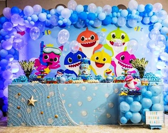 Customized Baby Shark Birthday Party Supplies Complete Set, DIY