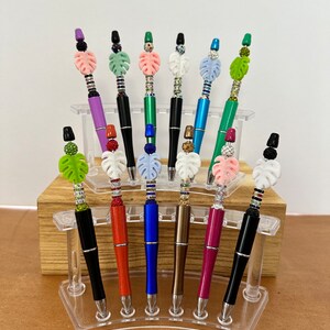 Stylos Monstera avec perles, strass, stylo à bille, stylos
