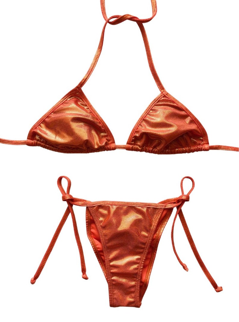 METALLIC Shiny BIKINI Cheeky SWIMSUIT Brazilian Bikini Etsy