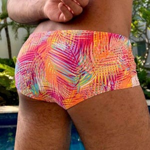 TROPICAL Men&#39;s Swim Brief: Classic Brazilian Sunga, Designer Drawstring Swimsuit, Beachwear