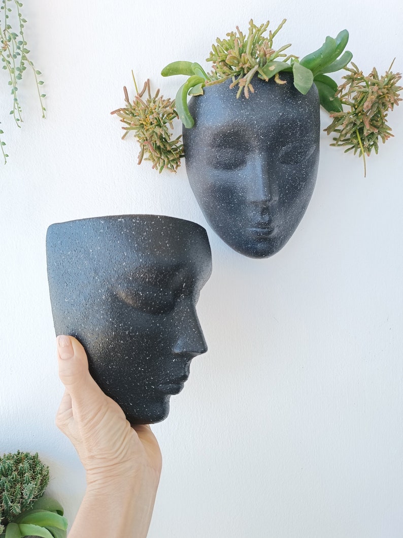 Plant pot Head planter wall pot for plants wall planters hanging planter face pot for succulents head pot for plants modern planters wall image 3