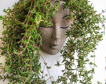 Jardinières murales faites main avec visage humain - Présentoir de plantes créatif - Cache-pots pour visage - Décoration murale pour plantes - Accessoires pour plantes d'intérieur - Cadeau pour maman