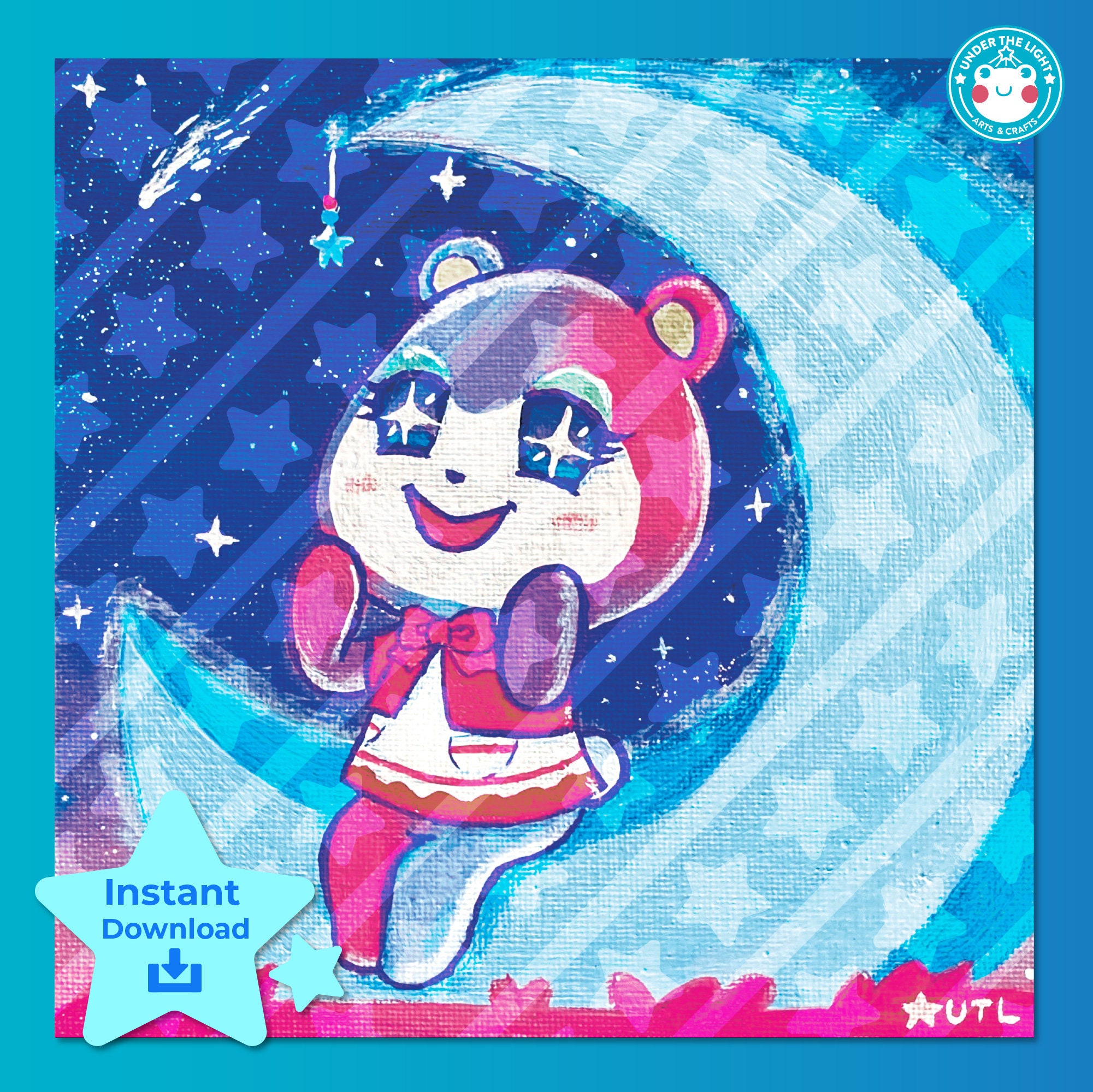 Judy ACNH Watching Stars Digital Painting INSTANT Etsy