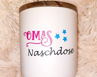 Omas / Opas Naschdose, Keramikdose mit Holzdeckel 580ml