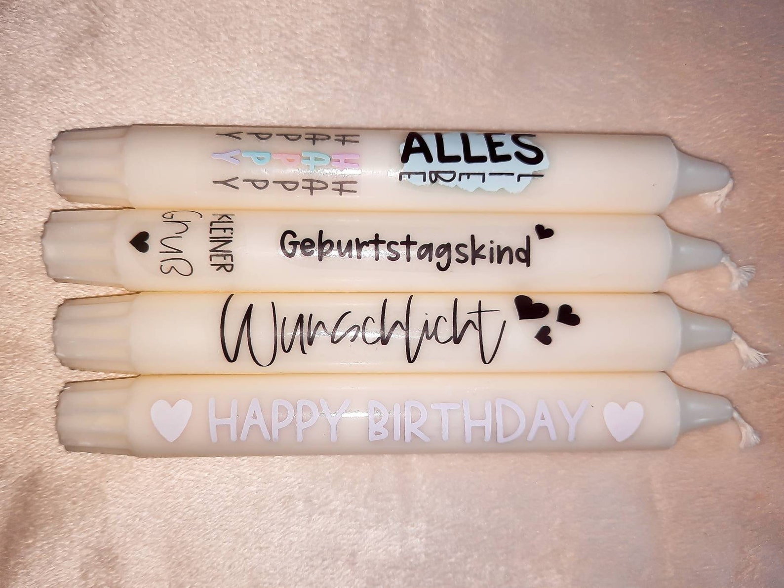 Kerzen mit Spruch und Kerzenständer Stabkerzen Geburtstag Etsy