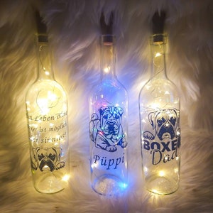 Light bottle with boxer, shar pei, dog breed dachshund, poodle, bulldog, maltese, cane corso, pug, rottweiler, labrador, retriever, mastiff