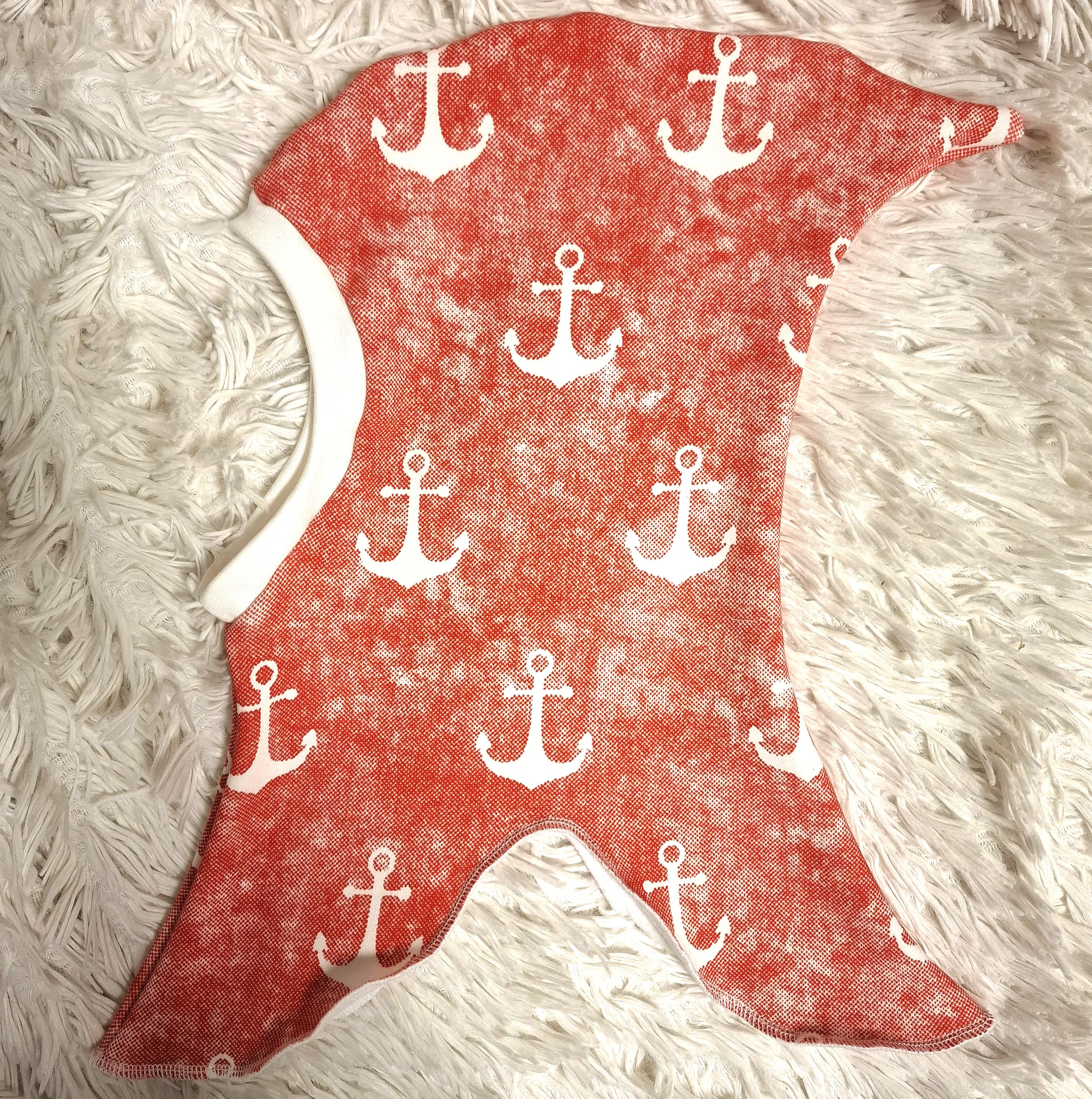 Alpenfleece-Schlupfmützen Anker rot weiß maritim