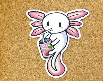 Cheery Cola Axolotl 3" Glossy Stickers