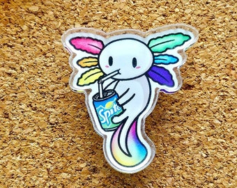 Rainbow Axolotl Acrylic Mini Pin