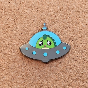 Alien Dinosaur UFO Hard Enamel Pin