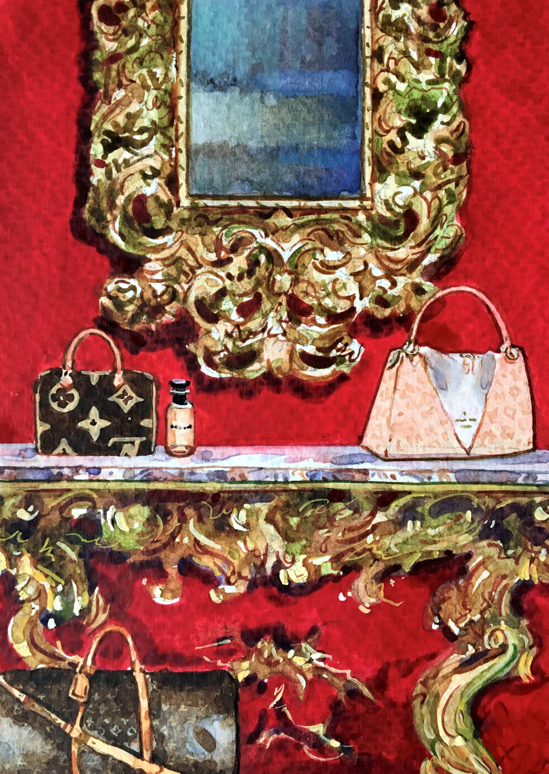 red louis vuitton print