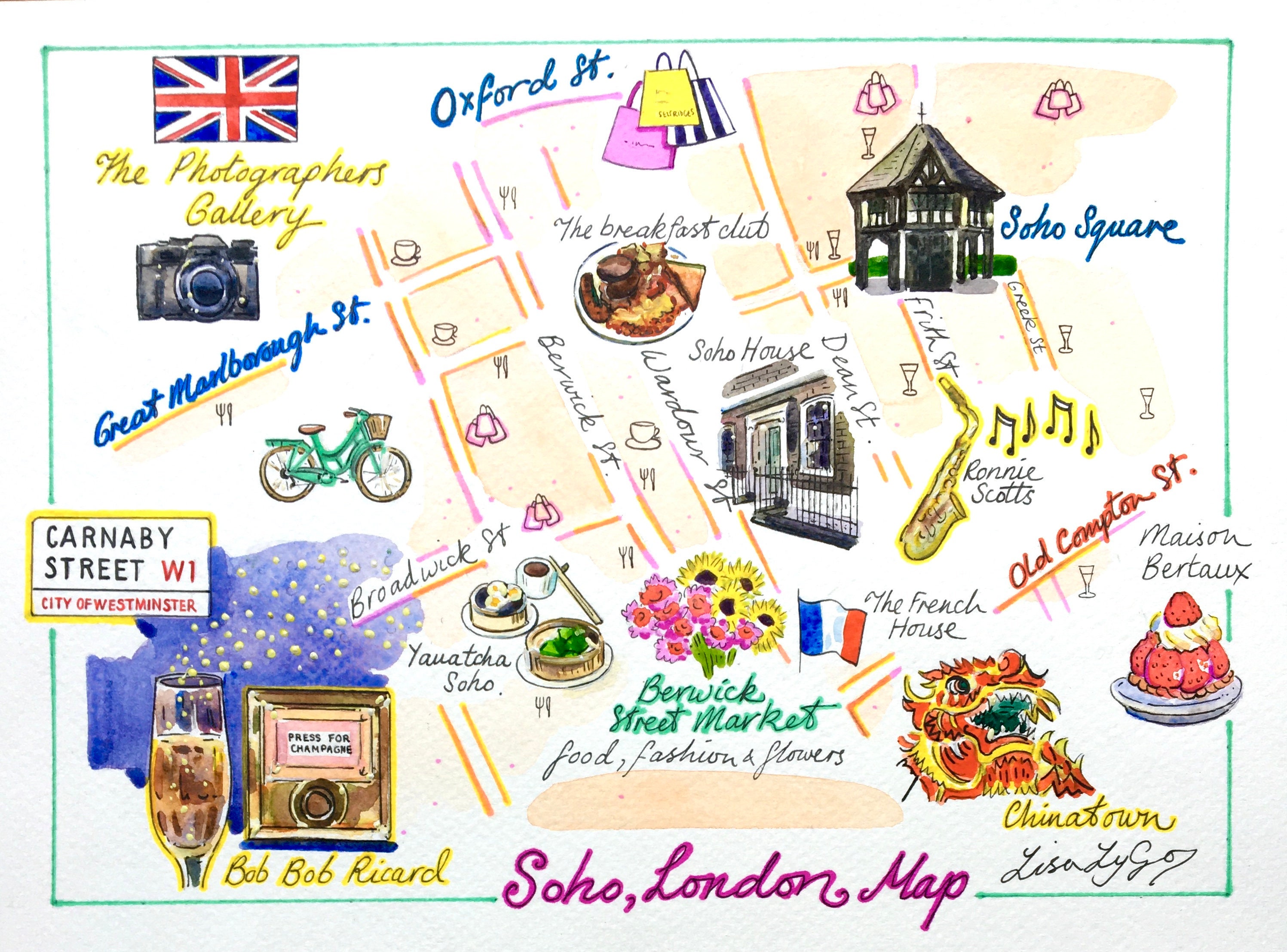 Map Of Soho London Soho London Map | Etsy