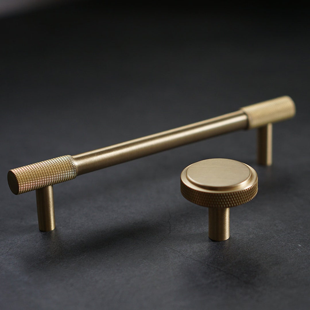 Brass Knurled Handlebrass Kitchen Handle Brass Etsy