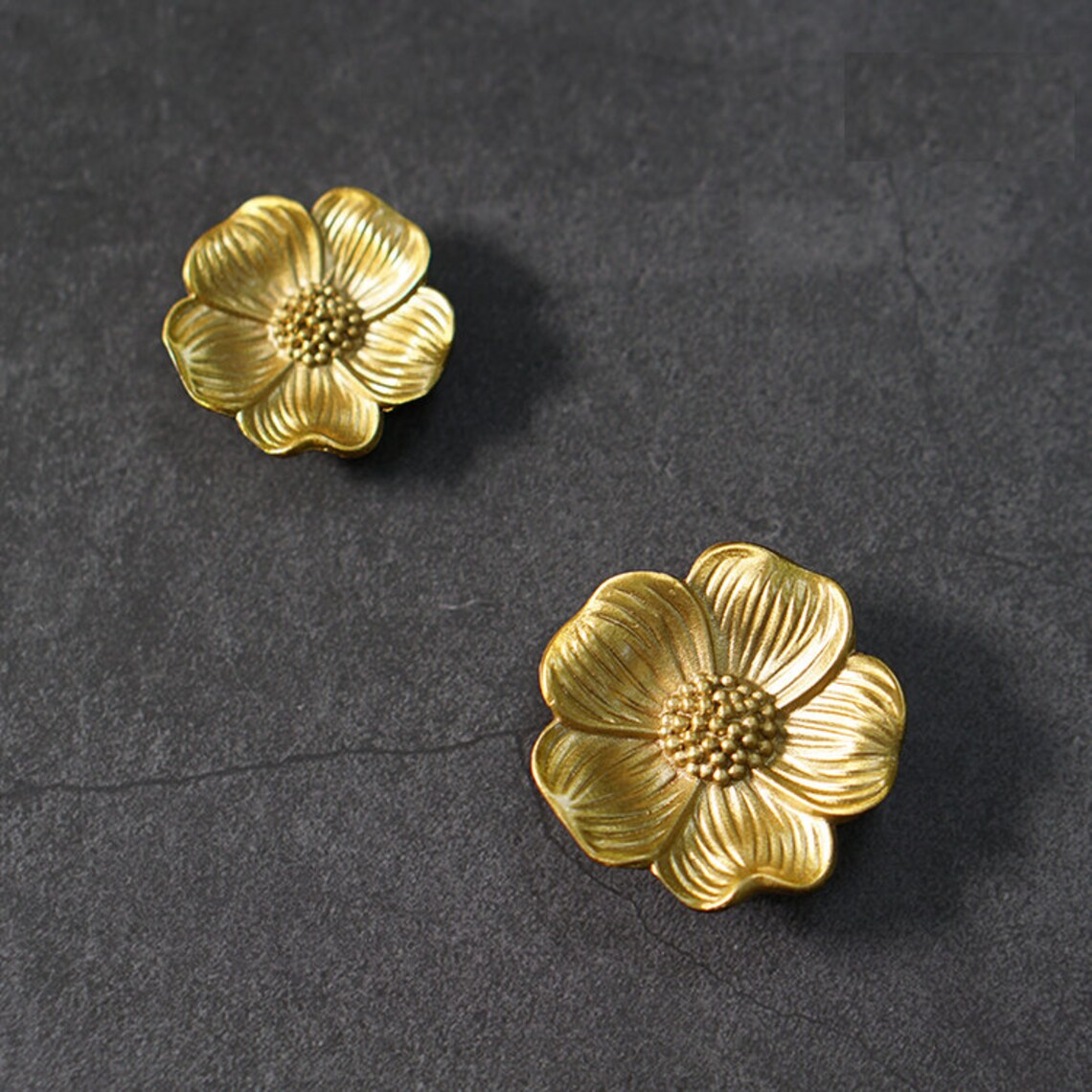 Brass Flower Knobs and Pulls Knobsdoor Knobsbrass Etsy