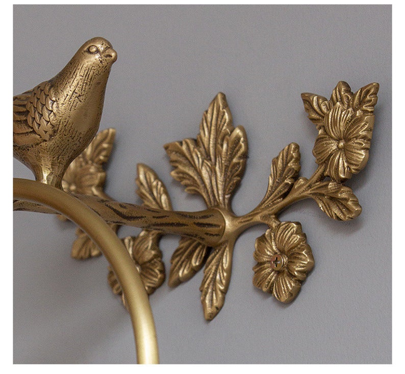 Brass Towel Holder/ Bird Figurine Hanging/ Animal Vintage Home Etsy