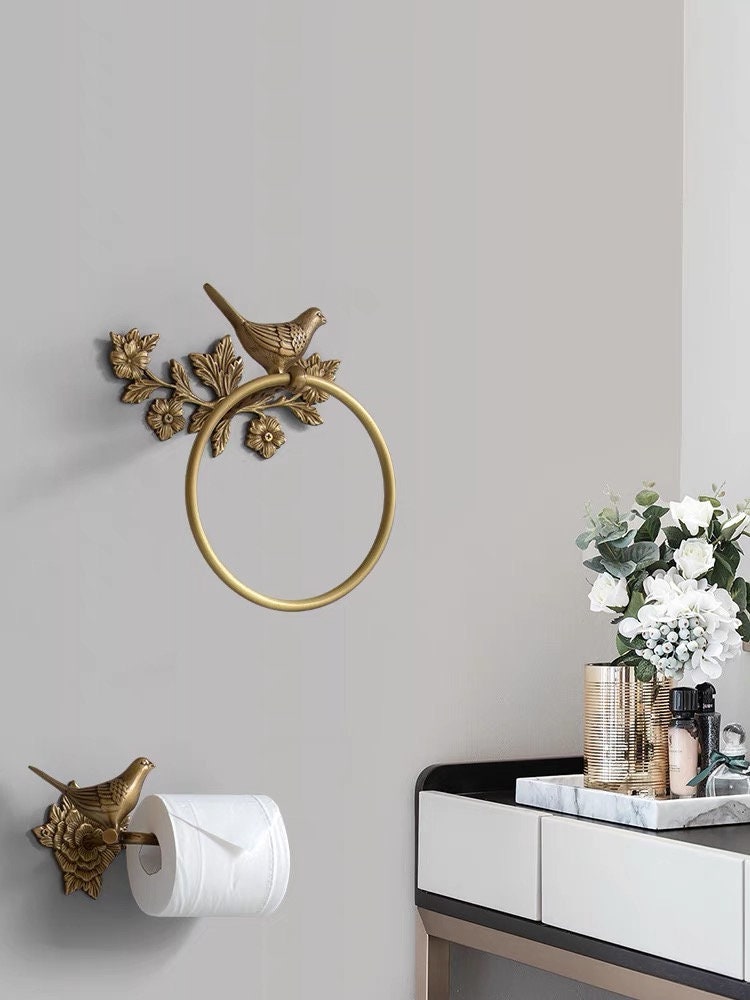 Brass Towel Holder/ Bird Figurine Hanging/ Animal Vintage Home Etsy