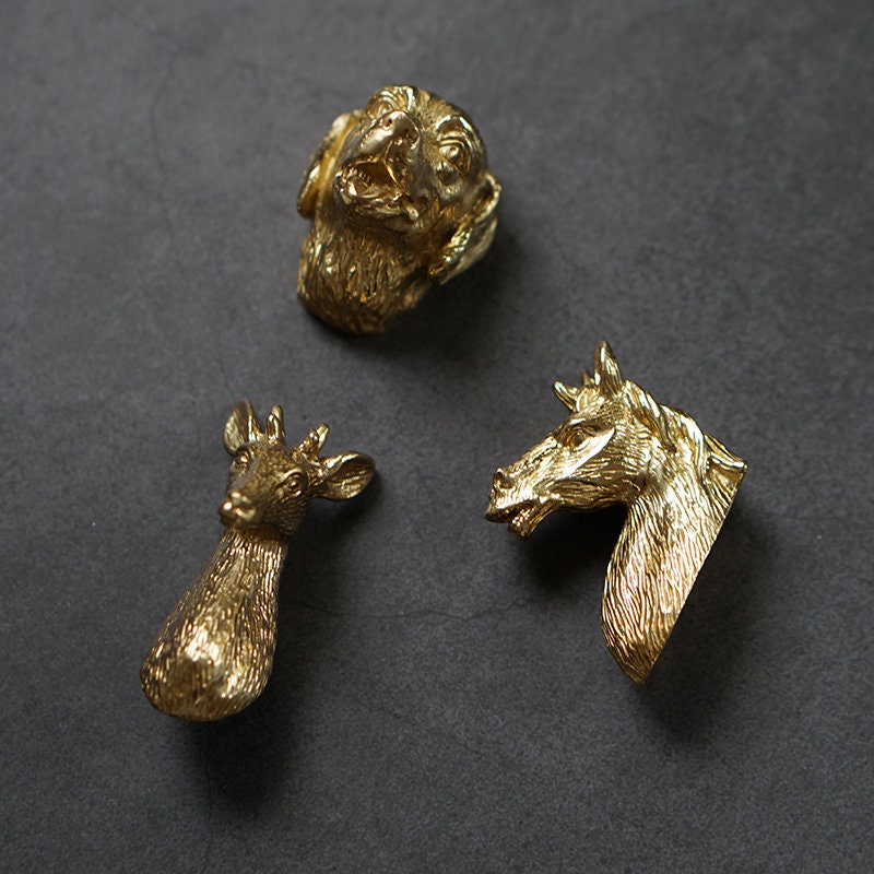 Brass animal knobs brass pulls brass handles brass cabinet | Etsy