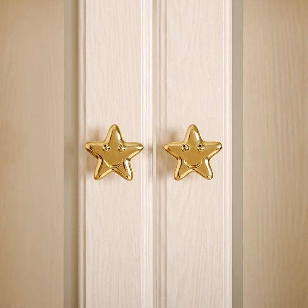 Brass Star Drawer Pulls and Knobs / Brass Teen Bedroom Knob/ Etsy