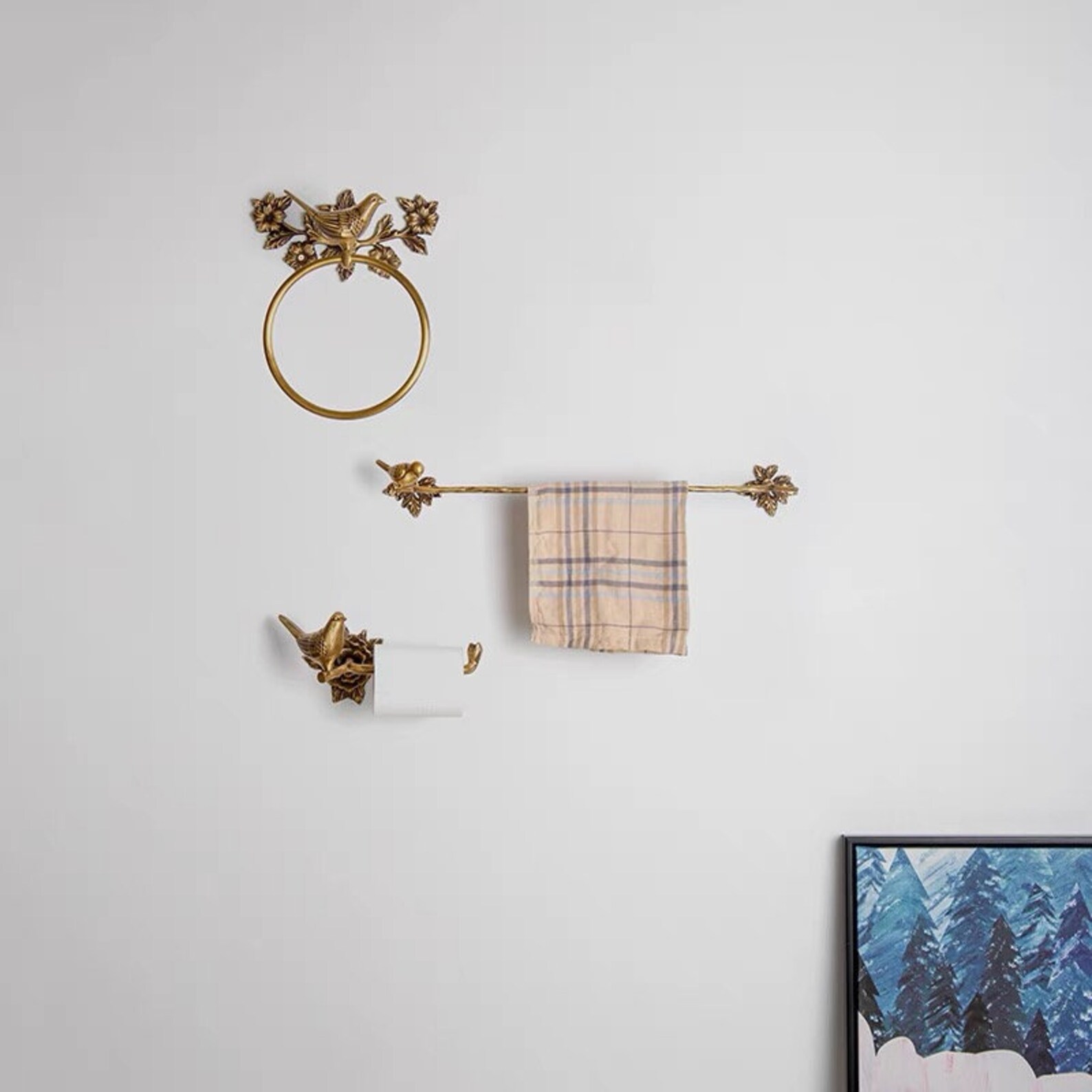 Brass Towel Holder/ Bird Figurine Hanging/ Animal Vintage Home Etsy