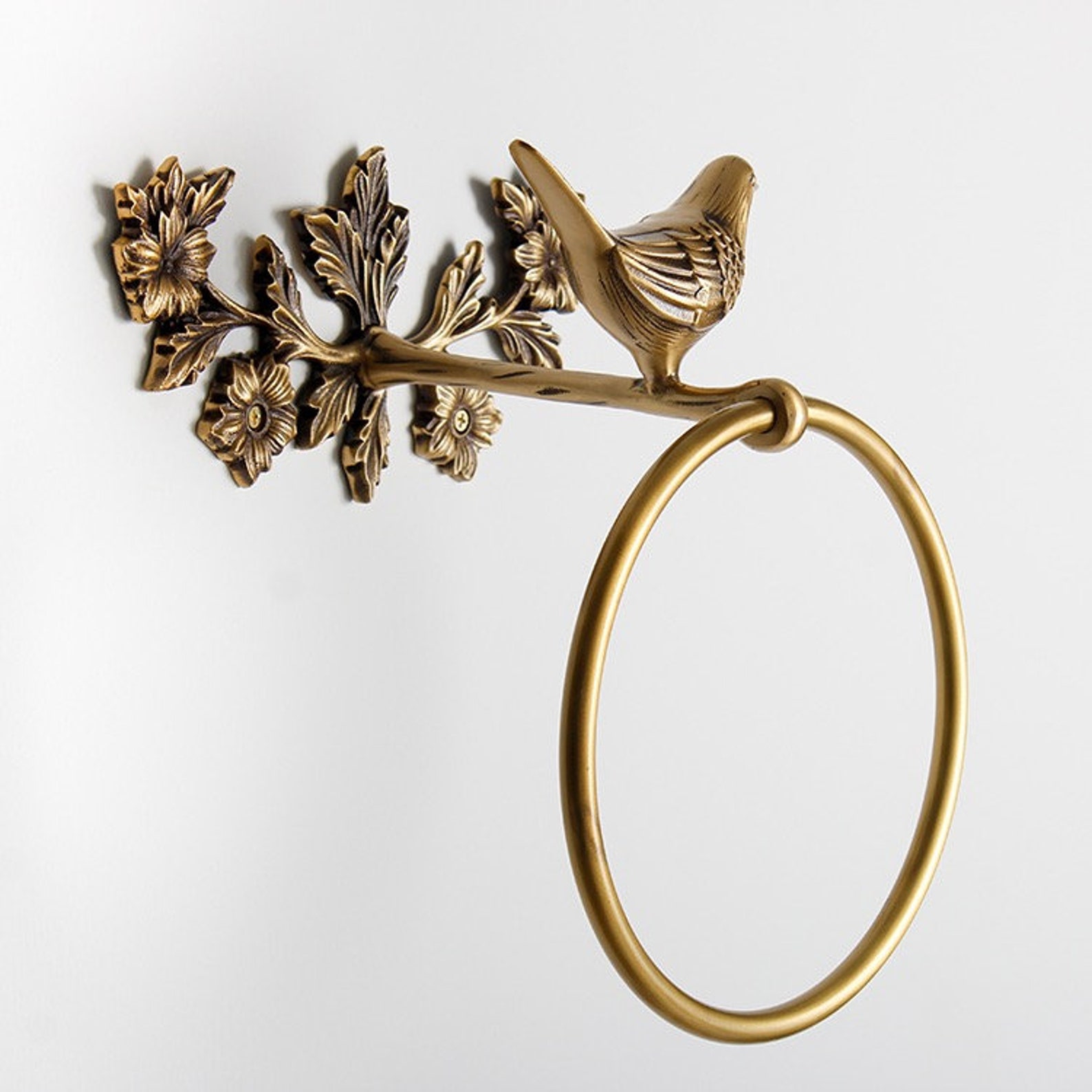 Brass Towel Holder/ Bird Figurine Hanging/ Animal Vintage Home Etsy