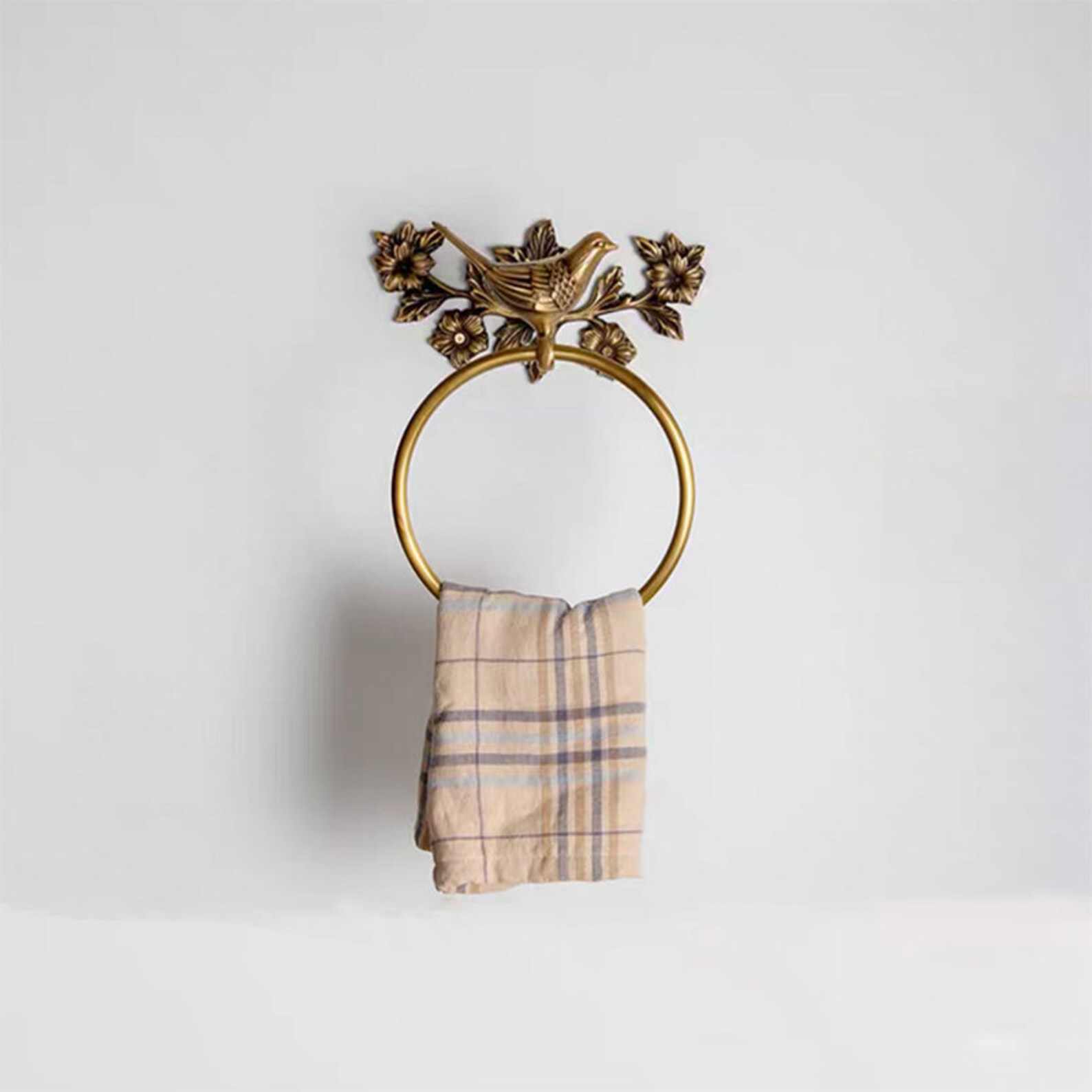 Brass Towel Holder/ Bird Figurine Hanging/ Animal Vintage Home Etsy